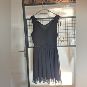 Black Tiered Ruffled Mini Dress with V-Neck